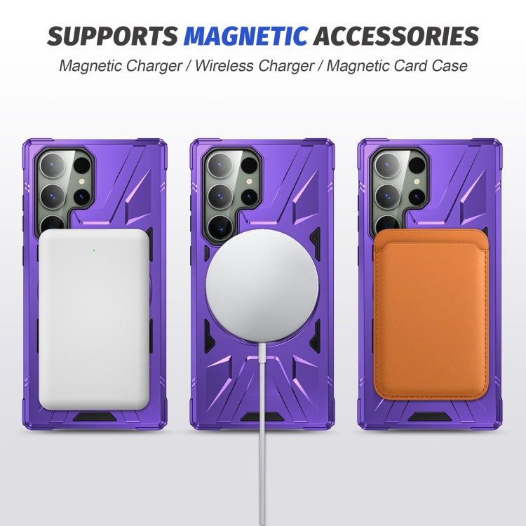For Samsung Galaxy S24+ 5G MagSafe Magnetic Shockproof Phone Case with Ring Holder(Purple) - Galaxy S24+ 5G Cases by PMC TechLife | Online Shopping South Africa | PMC TechLife