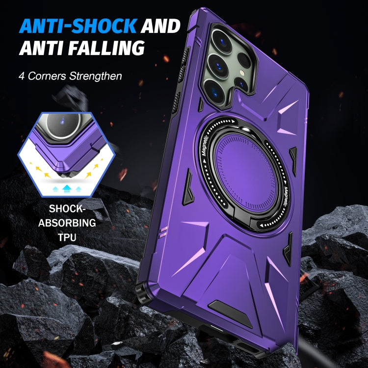 For Samsung Galaxy S24+ 5G MagSafe Magnetic Shockproof Phone Case with Ring Holder(Purple) - Galaxy S24+ 5G Cases by PMC TechLife | Online Shopping South Africa | PMC TechLife