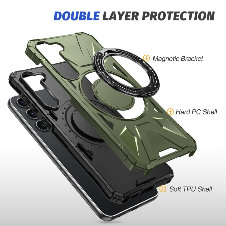 For Samsung Galaxy S24 5G MagSafe Magnetic Shockproof Phone Case with Ring Holder(Dark Green) - Galaxy S24 5G Cases by PMC TechLife | Online Shopping South Africa | PMC TechLife