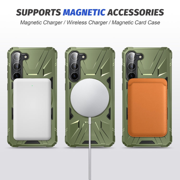 For Samsung Galaxy S24 5G MagSafe Magnetic Shockproof Phone Case with Ring Holder(Dark Green) - Galaxy S24 5G Cases by PMC TechLife | Online Shopping South Africa | PMC TechLife