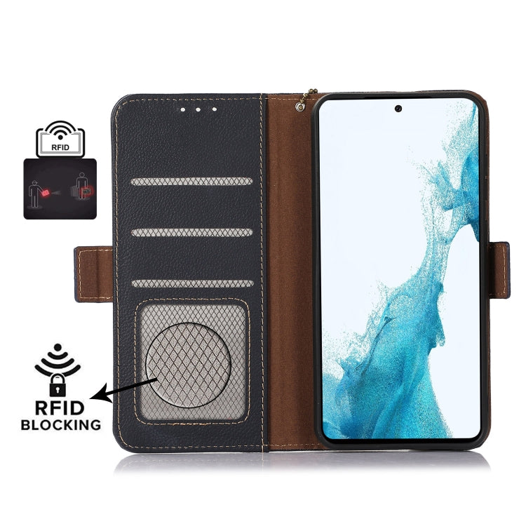 For Google Pixel 9 Pro Side-Magnetic TJ Genuine Leather RFID Phone Case(Blue) - Google Cases by PMC TechLife | Online Shopping South Africa | PMC TechLife | Buy Now Pay Later Mobicred