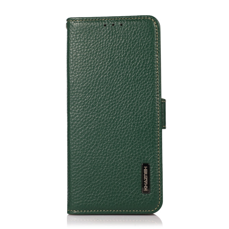 For Google Pixel 9 Pro KHAZNEH Side-Magnetic Litchi Genuine Leather RFID Phone Case(Green) - Google Cases by PMC TechLife | Online Shopping South Africa | PMC TechLife | Buy Now Pay Later Mobicred