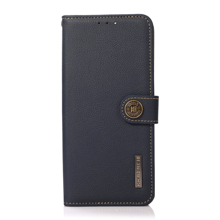For Google Pixel 8a KHAZNEH Custer Genuine Leather RFID Phone Case(Blue) - Google Cases by PMC TechLife | Online Shopping South Africa | PMC TechLife | Buy Now Pay Later Mobicred