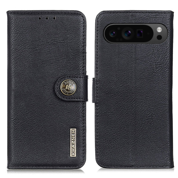 For Google Pixel 9 Pro KHAZNEH Cowhide Texture Horizontal Flip Leather Phone Case(Black) - Google Cases by PMC TechLife | Online Shopping South Africa | PMC TechLife | Buy Now Pay Later Mobicred