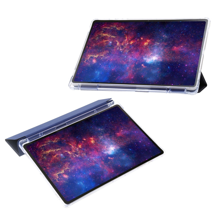 For Samsung Galaxy Tab S9+ 3-Fold Clear Acrylic Leather Tablet Case(Dark Blue) - free shipping - PMC Jewellery - Order now!