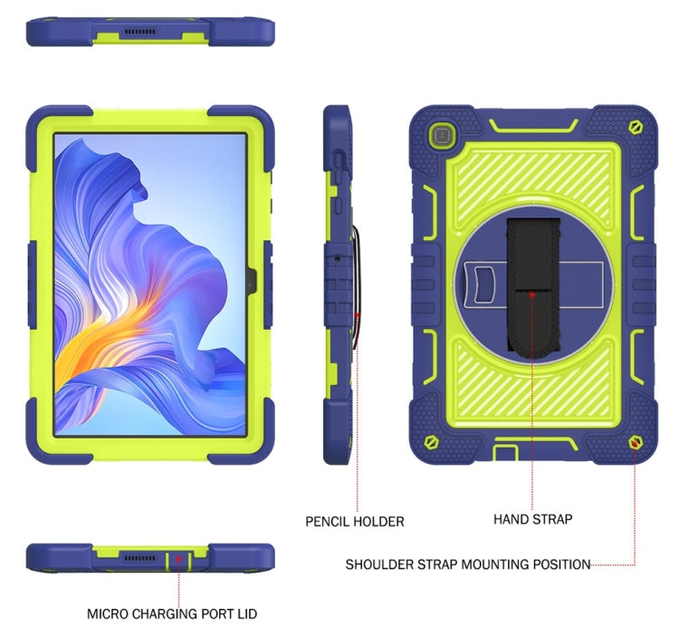 For Honor Pad X8 360 Degree Rotation PC Contrast Silicone Tablet Case(Navy Blue + Yellow Green) - Honor by PMC TechLife | Online Shopping South Africa | PMC TechLife | Buy Now Pay Later Mobicred