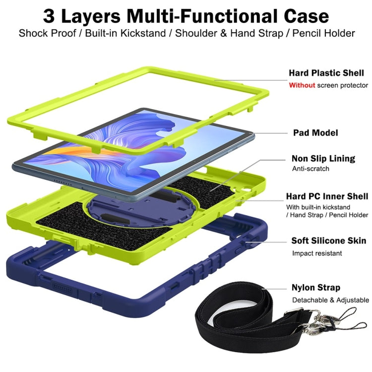For Honor Pad X8 360 Degree Rotation PC Contrast Silicone Tablet Case(Navy Blue + Yellow Green) - Honor by PMC TechLife | Online Shopping South Africa | PMC TechLife | Buy Now Pay Later Mobicred