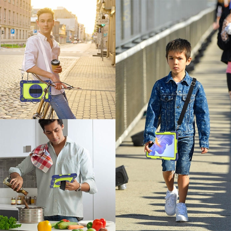 For Honor Pad X8 360 Degree Rotation PC Contrast Silicone Tablet Case(Navy Blue + Yellow Green) - Honor by PMC TechLife | Online Shopping South Africa | PMC TechLife | Buy Now Pay Later Mobicred