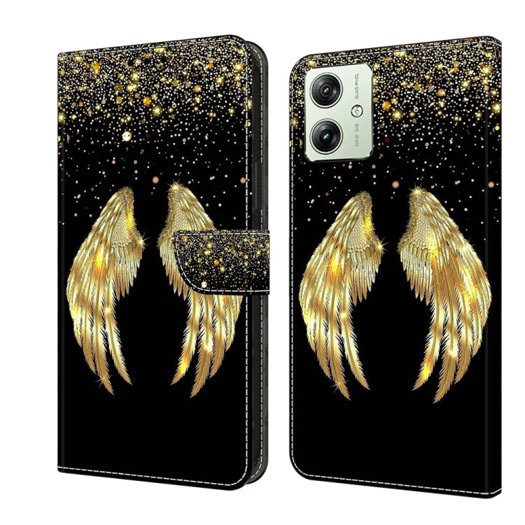 For Motorola Moto G54 Crystal 3D Shockproof Protective Leather Phone Case(Golden Wings) - Motorola Cases by PMC TechLife | Online Shopping South Africa | PMC TechLife | Buy Now Pay Later Mobicred