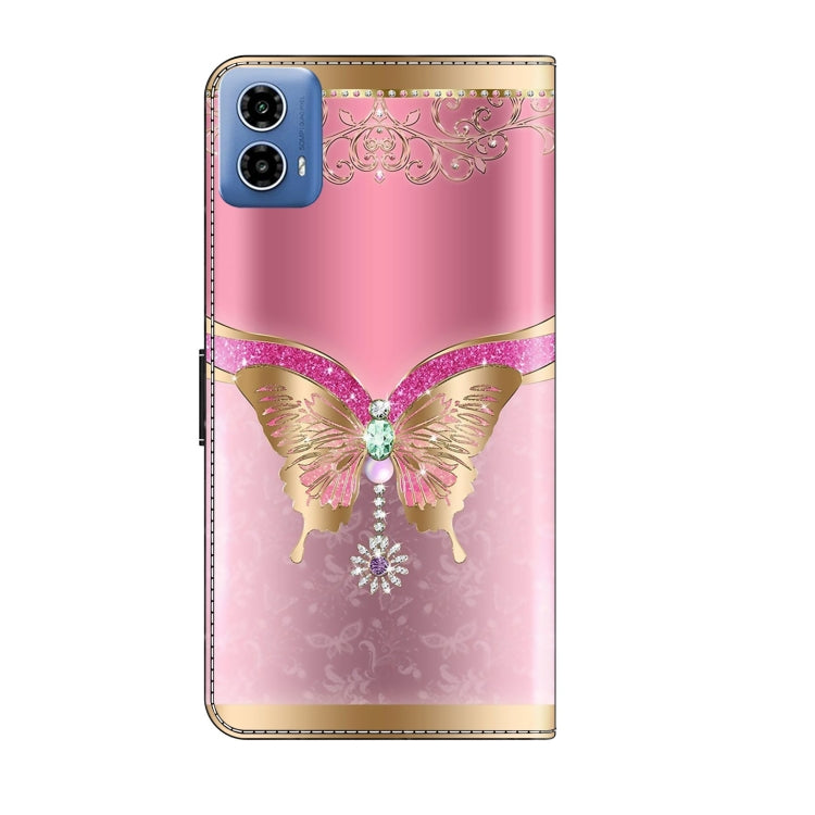 For Motorola Moto G24 Power Crystal 3D Shockproof Protective Leather Phone Case(Pink Bottom Butterfly) - Motorola Cases by PMC TechLife | Online Shopping South Africa | PMC TechLife | Buy Now Pay Later Mobicred