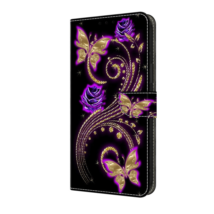 For Motorola Moto G24 Power Crystal 3D Shockproof Protective Leather Phone Case(Purple Flower Butterfly) - Motorola Cases by PMC TechLife | Online Shopping South Africa | PMC TechLife | Buy Now Pay Later Mobicred