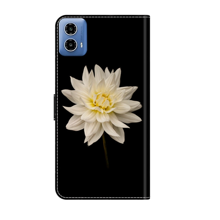 For Motorola Moto G34 Crystal 3D Shockproof Protective Leather Phone Case(White Flower) - Motorola Cases by PMC TechLife | Online Shopping South Africa | PMC TechLife | Buy Now Pay Later Mobicred