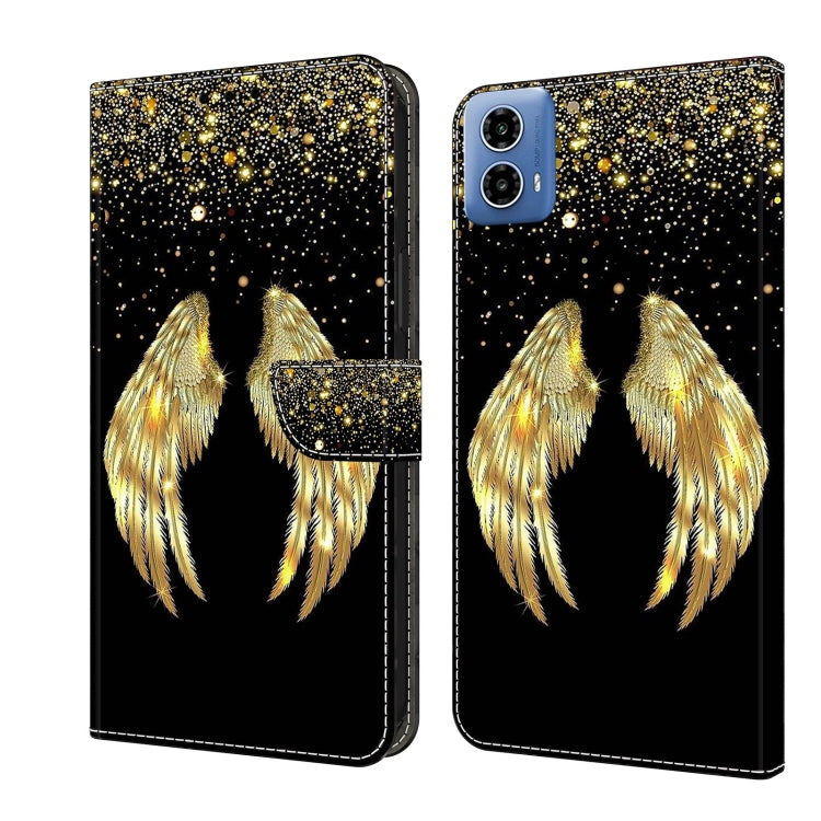 For Motorola Moto G34 Crystal 3D Shockproof Protective Leather Phone Case(Golden Wings) - free shipping - PMC TechLife - Order now!