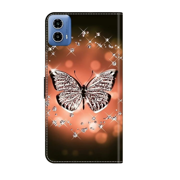 For Motorola Moto G34 Crystal 3D Shockproof Protective Leather Phone Case(Crystal Butterfly) - Motorola Cases by PMC TechLife | Online Shopping South Africa | PMC TechLife | Buy Now Pay Later Mobicred