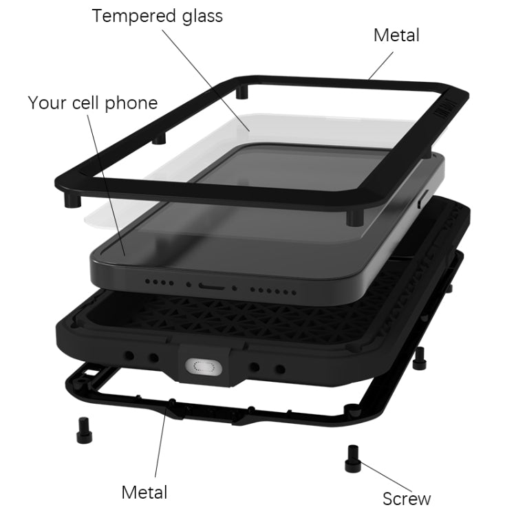 For iPhone 15 Plus LOVE MEI Metal Shockproof Life Waterproof Dustproof Phone Case(White) - free shipping - PMC TechLife - Order now!