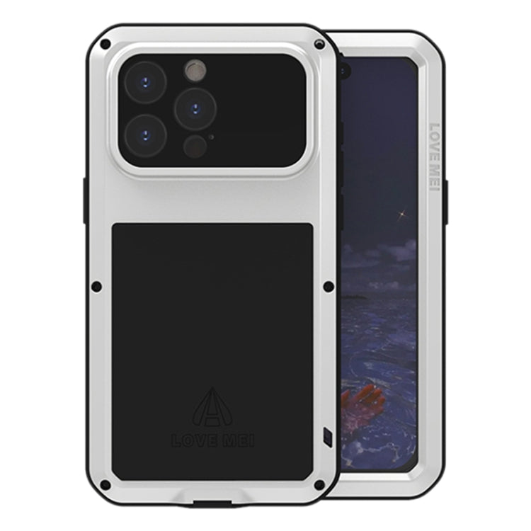 For iPhone 15 Pro Max LOVE MEI Metal Shockproof Life Waterproof Dustproof Phone Case(Silver) - iPhone 15 Pro Max Cases by LOVE MEI | Online Shopping South Africa | PMC TechLife | Buy Now Pay Later Mobicred