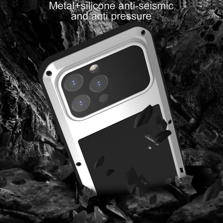 For iPhone 15 Pro Max LOVE MEI Metal Shockproof Life Waterproof Dustproof Phone Case(White) - free shipping - PMC TechLife - Order now!
