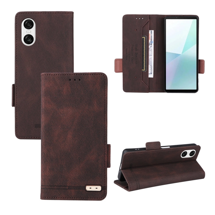 For Sony Xperia 10 VI 2024 Magnetic Clasp Leather Phone Case(Brown) - Sony Cases by PMC Jewellery | Online Shopping South Africa | PMC Jewellery | Buy Now Pay Later Mobicred