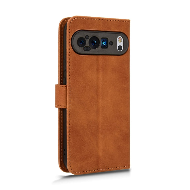 For Google Pixel 9 Pro Skin Feel Magnetic Flip Leather Phone Case(Brown) - Google Cases by PMC TechLife | Online Shopping South Africa | PMC TechLife | Buy Now Pay Later Mobicred