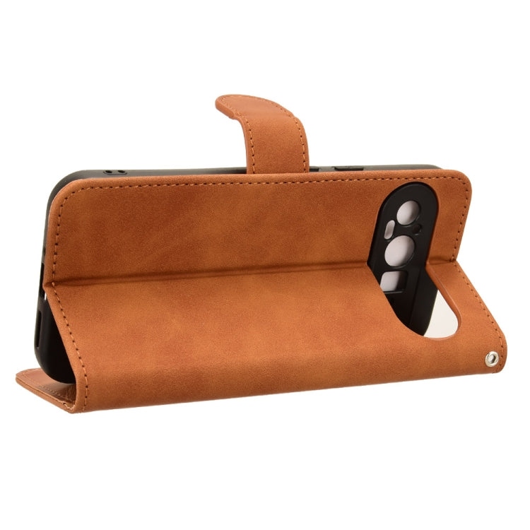 For Google Pixel 9 Pro Skin Feel Magnetic Flip Leather Phone Case(Brown) - Google Cases by PMC TechLife | Online Shopping South Africa | PMC TechLife | Buy Now Pay Later Mobicred