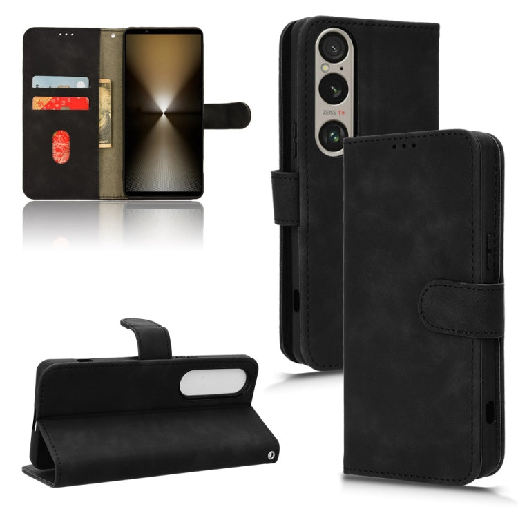 For Sony Xperia 1 VI 2024 Skin Feel Magnetic Flip Leather Phone Case(Black) - Sony Cases by PMC Jewellery | Online Shopping South Africa | PMC Jewellery | Buy Now Pay Later Mobicred