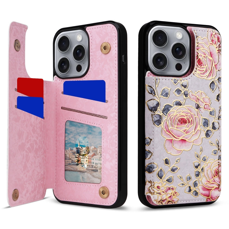 For iPhone 16 Pro Max Printed Double Buckle RFID Anti-theft Phone Case(Pastoral Rose) - iPhone 16 Pro Max Cases by PMC TechLife | Online Shopping South Africa | PMC TechLife | Buy Now Pay Later Mobicred