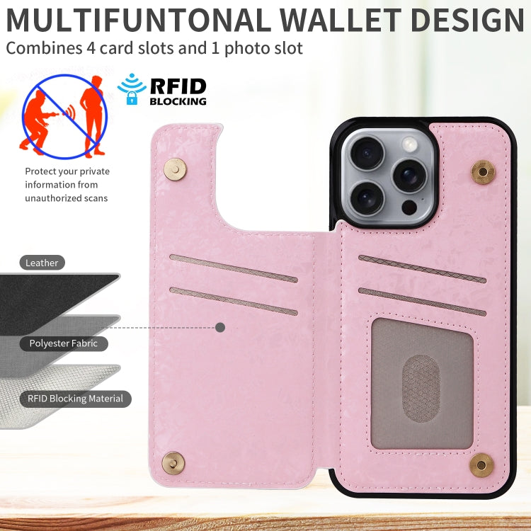For iPhone 16 Pro Max Printed Double Buckle RFID Anti-theft Phone Case(Pastoral Rose) - iPhone 16 Pro Max Cases by PMC TechLife | Online Shopping South Africa | PMC TechLife | Buy Now Pay Later Mobicred