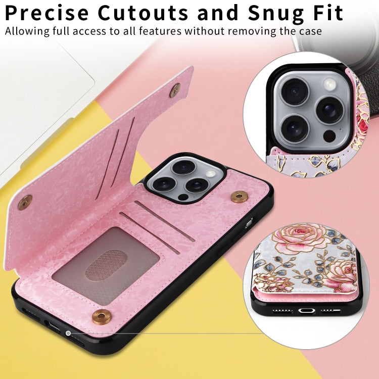 For iPhone 16 Pro Max Printed Double Buckle RFID Anti-theft Phone Case(Pastoral Rose) - iPhone 16 Pro Max Cases by PMC TechLife | Online Shopping South Africa | PMC TechLife | Buy Now Pay Later Mobicred