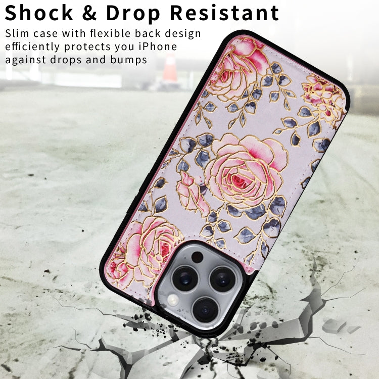 For iPhone 16 Pro Max Printed Double Buckle RFID Anti-theft Phone Case(Pastoral Rose) - iPhone 16 Pro Max Cases by PMC TechLife | Online Shopping South Africa | PMC TechLife | Buy Now Pay Later Mobicred