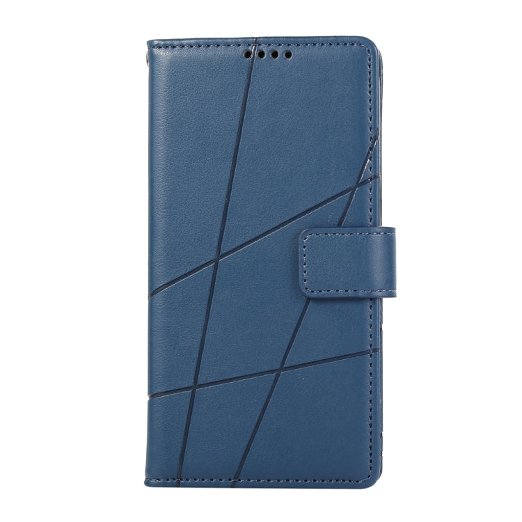 For iPhone 16e PU Genuine Leather Texture Embossed Line Phone Case(Blue) - iPhone 16e Cases by PMC TechLife | Online Shopping South Africa | PMC TechLife | Buy Now Pay Later Mobicred