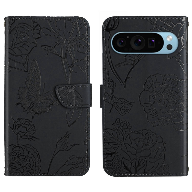 For Google Pixel 9 Pro Skin Feel Butterfly Embossed Flip Leather Phone Case(Black) - Google Cases by PMC TechLife | Online Shopping South Africa | PMC TechLife | Buy Now Pay Later Mobicred