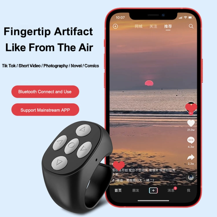 JX-05 5-button Bluetooth Remote Control Cellphone Smart Ring Remote Control(Black) - Phone Remote Control by PMC TechLife | Online Shopping South Africa | PMC TechLife