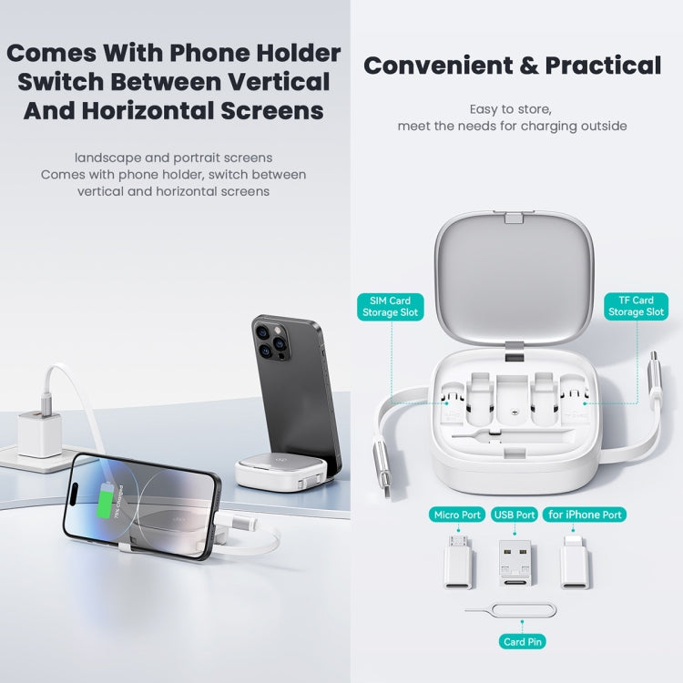 USAMS US-SJ650 U87 60W USB To Type-C To Type-C 8 Pin + Micro USB Multifunctional Telescopic Storage Box Data Cable, Length: 1m(Purple) - free shipping - PMC Jewellery - Order now!