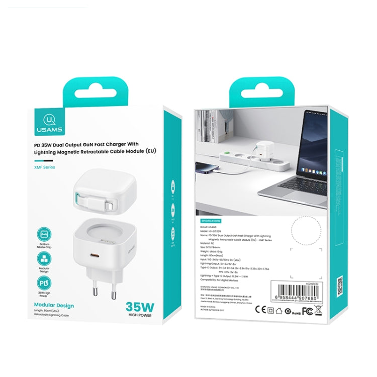 USAMS US-CC209 SMF Series PD35W 8 Pin + Type-C Dual Port GaN Fast Charger, EU Plug(Black) - free shipping - PMC Jewellery - Order now!