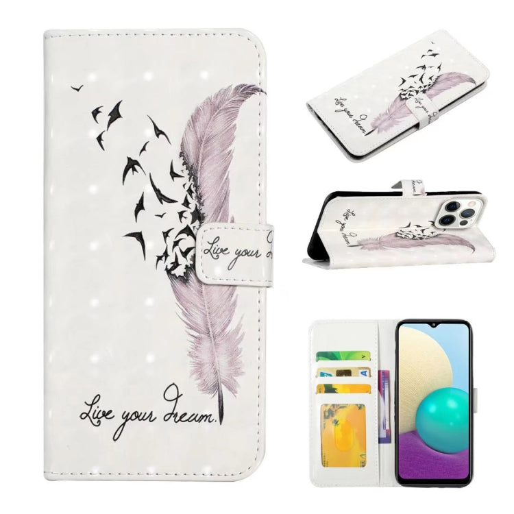 For iPhone 16 Pro Oil Embossed 3D Drawing Leather Phone Case(Feather) - iPhone 16 Pro Cases by PMC TechLife | Online Shopping South Africa | PMC TechLife | Buy Now Pay Later Mobicred