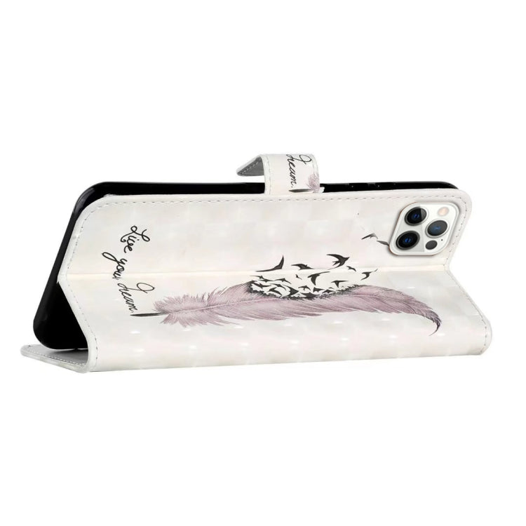 For iPhone 16 Pro Oil Embossed 3D Drawing Leather Phone Case(Feather) - iPhone 16 Pro Cases by PMC TechLife | Online Shopping South Africa | PMC TechLife | Buy Now Pay Later Mobicred