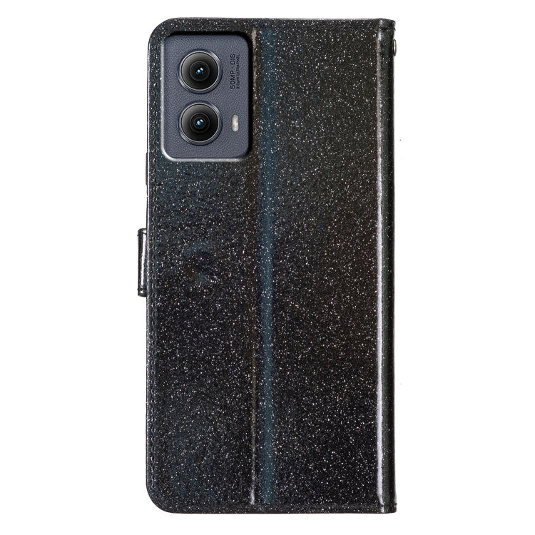 For Motorola Edge 2024 Glitter Powder Flip Leather Phone Case(Black) - Motorola Cases by PMC Jewellery | Online Shopping South Africa | PMC Jewellery | Buy Now Pay Later Mobicred