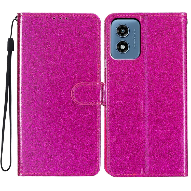 For Motorola Moto G Play 2024 Glitter Powder Flip Leather Phone Case(Rose Red) - Motorola Cases by PMC Jewellery | Online Shopping South Africa | PMC Jewellery | Buy Now Pay Later Mobicred