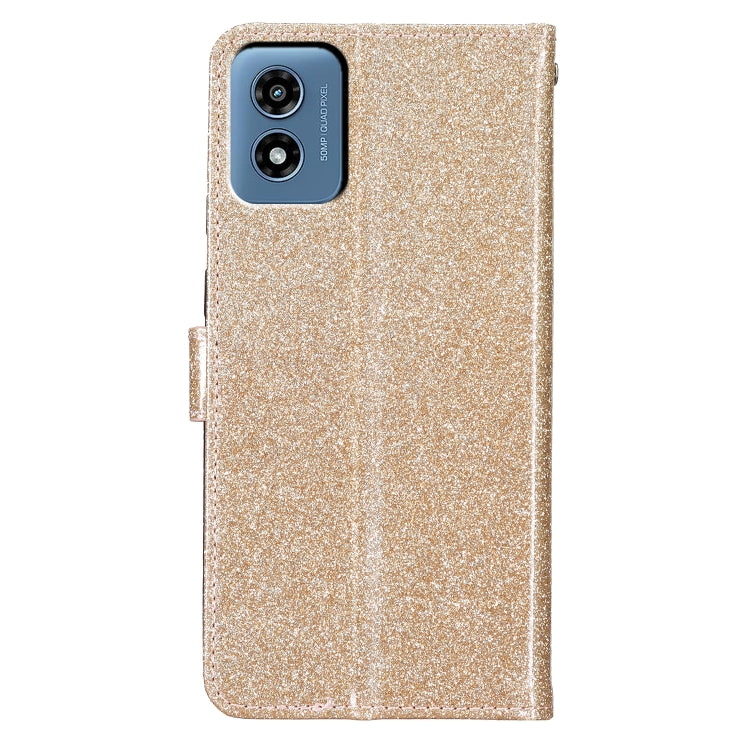 For Motorola Moto G Play 2024 Glitter Powder Flip Leather Phone Case(Gold) - Motorola Cases by PMC Jewellery | Online Shopping South Africa | PMC Jewellery | Buy Now Pay Later Mobicred