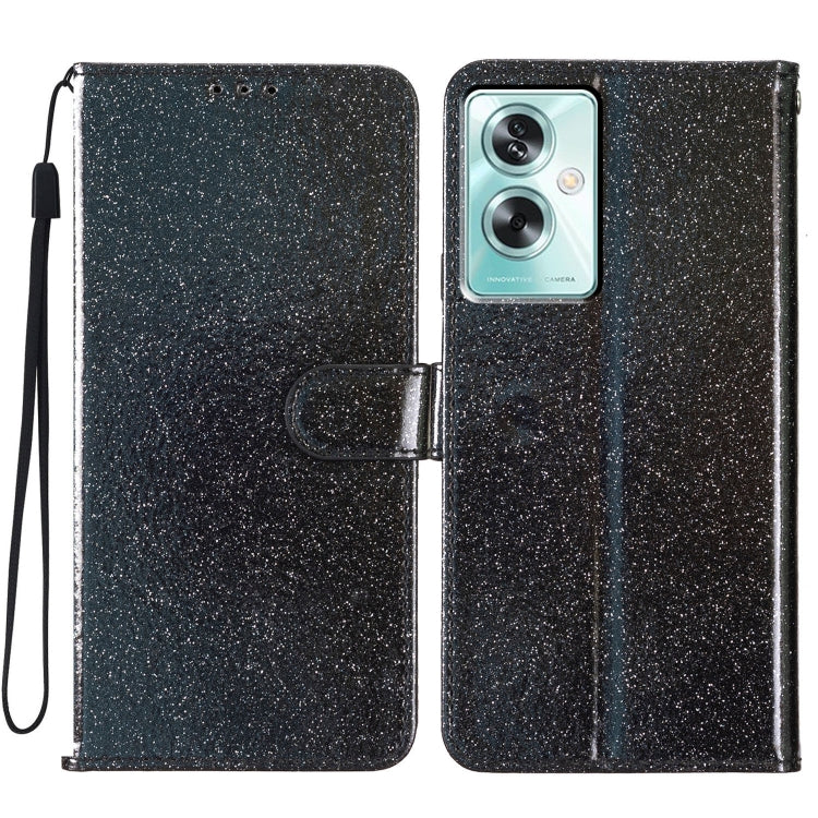 For OPPO A79 5G / A2 5G Glitter Powder Flip Leather Phone Case(Black) - OPPO Cases by PMC TechLife | Online Shopping South Africa | PMC TechLife | Buy Now Pay Later Mobicred