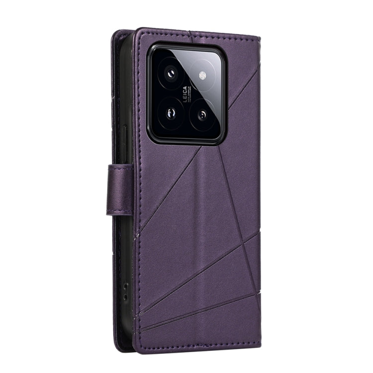 For Xiaomi 14 Pro PU Genuine Leather Texture Embossed Line Phone Case(Purple) - 14 Pro Cases by PMC TechLife | Online Shopping South Africa | PMC TechLife | Buy Now Pay Later Mobicred