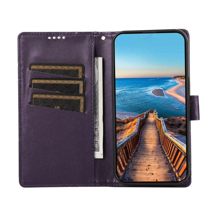 For Xiaomi 14 Pro PU Genuine Leather Texture Embossed Line Phone Case(Purple) - 14 Pro Cases by PMC TechLife | Online Shopping South Africa | PMC TechLife | Buy Now Pay Later Mobicred