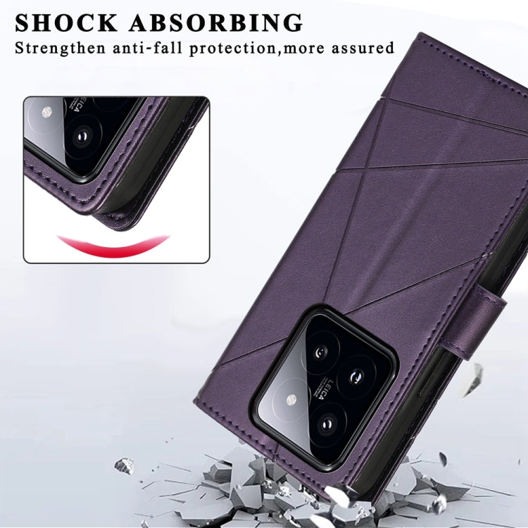 For Xiaomi 14 Pro PU Genuine Leather Texture Embossed Line Phone Case(Purple) - 14 Pro Cases by PMC TechLife | Online Shopping South Africa | PMC TechLife | Buy Now Pay Later Mobicred