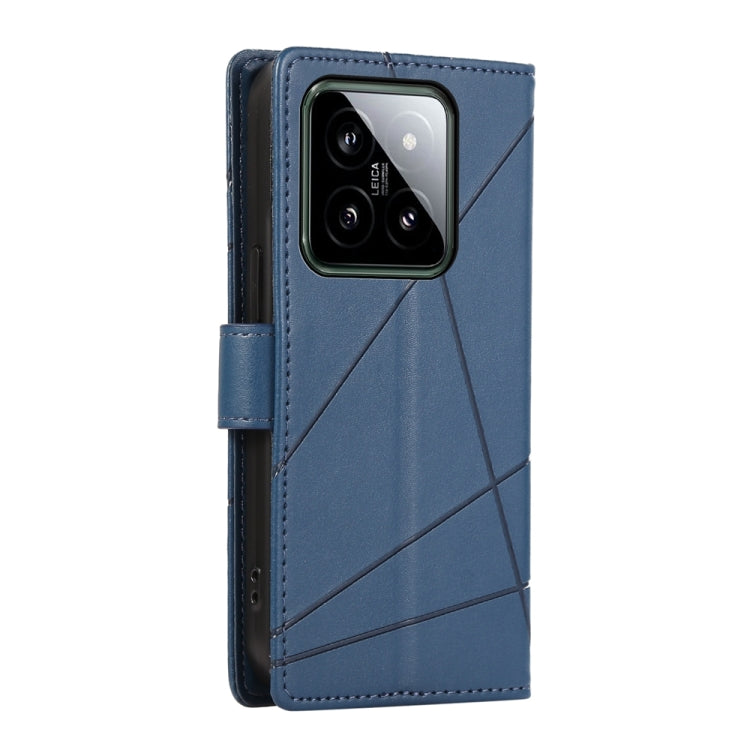 For Xiaomi 14 PU Genuine Leather Texture Embossed Line Phone Case(Blue) - free shipping - PMC TechLife - Order now!