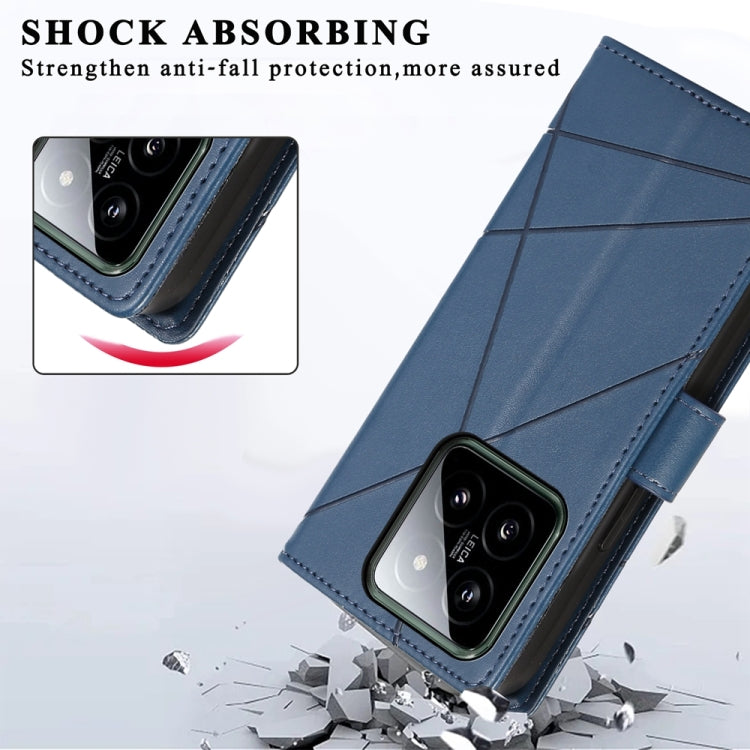 For Xiaomi 14 PU Genuine Leather Texture Embossed Line Phone Case(Blue) - free shipping - PMC TechLife - Order now!