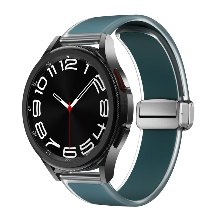 For Samsung Galaxy Watch6 / 5 / 4 Translucent Magnetic Silver Buckle Silicone Watch Band(Dark Green) - free shipping - PMc TechLife - Order now!