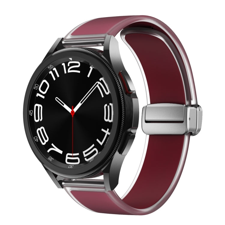 For Samsung Galaxy Watch6 / 5 / 4 Translucent Magnetic Silver Buckle Silicone Watch Band(Wine Red) - free shipping - PMc TechLife - Order now!