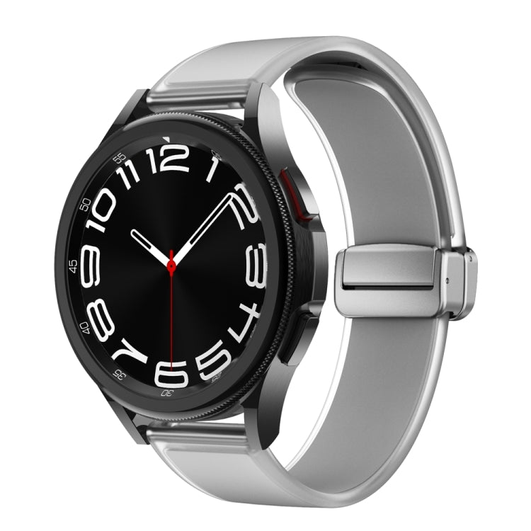 For Samsung Galaxy Watch6 / 5 / 4 Translucent Magnetic Silver Buckle Silicone Watch Band(Light Grey) - free shipping - PMc TechLife - Order now!