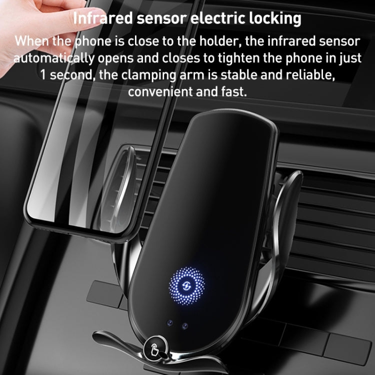 M1 Electric Opening/Closing Wireless Fast Charging Air Outlet Car Holder(Black) - Wireless Charger Holders by PMC TechLife | Online Shopping South Africa | PMC TechLife | Buy Now Pay Later Mobicred