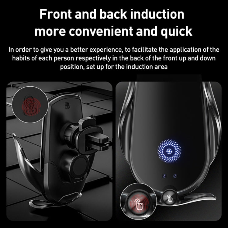 M1 Electric Opening/Closing Wireless Fast Charging Air Outlet Car Holder(Black) - Wireless Charger Holders by PMC TechLife | Online Shopping South Africa | PMC TechLife | Buy Now Pay Later Mobicred